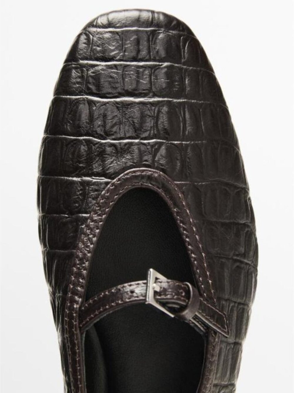 MASSIMO DUTTI SOFT MOCK CROC LEATHER BALLET FLATS - Picture 5 of 5